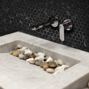Nero Marquina Look Mix Recycled Glass Pennyround Mosaic