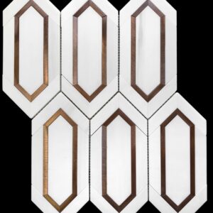 Rose Aluminium and Honed Dolomite Marble Lux Picket Mosaic