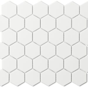White Matt Hexagonal Porcelain Mesh Back Mosaic
