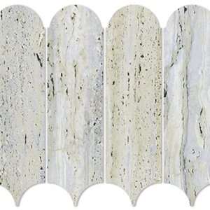 Silver Gold Travertine Look Feather Mosaic