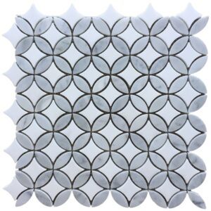 Carrara and Thassos White Petal Honed Marble Acicular