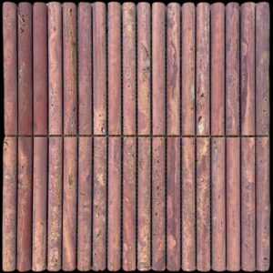 Red Travertine Honed Marble Mini Flute Mosaic