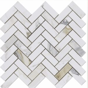 Calacatta Gold Honed Herringbone Marble Mosaic