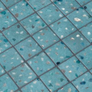 Teal Green Background 50 Terrazzo Safe Glass Mosaic Dm