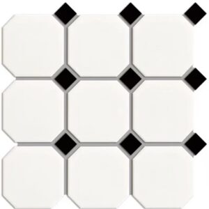 White Oct With Black Dot Mosaic