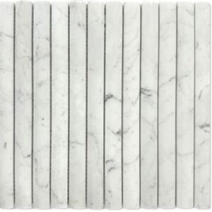 Carrara Half Round Flute Honed Marble Mosaic