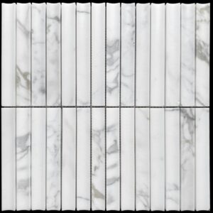 Calacatta Gold Mini Concave Kit Kat Honed Marble Mosaic