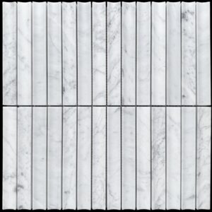 Carrara C Mini Concave Kit Kat Honed Marble Mosaic