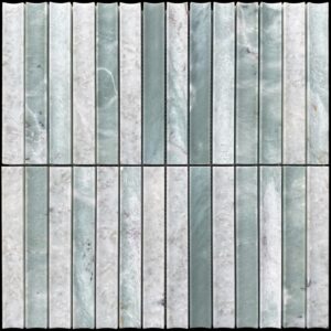 Verdi Cristallo Concave Kit Kat Honed Marble Mosaic