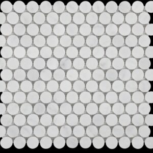 Carrara C Honed Marble Penny Round Mosaic