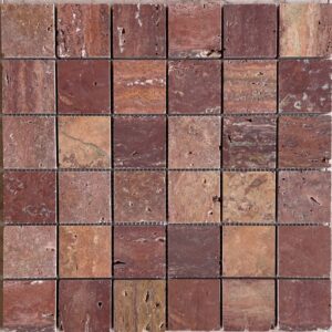 Red Travertine Honed Marble Square Mosaic