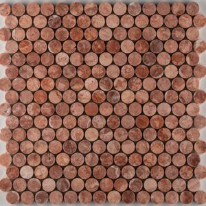Red Travertine Honed Marble Pennyround Mosaic