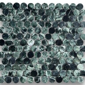Verdi Alpi Honed Marble Pennyround Mosaic Tile