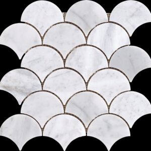 Bianco Carrara Fan Honed Marble Mosaic