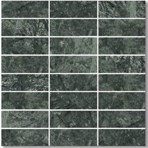 Verdi Alpi Green Honed Marble Stack Bond Mosaic