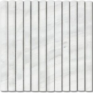 Pearl White Half Round Flute Honed Marble Mosaic