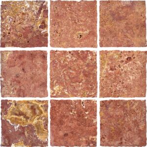 Red Travertine Tumbled Marble Mosaic