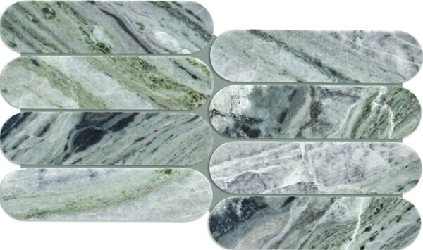 Emerald Green Cloud Honed Marble Mosaic