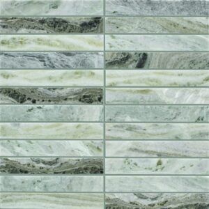 Emerald Green Cloud Honed Finger Marble Mosaic