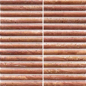 Red Travertine Honed Flute Marble Mosaic