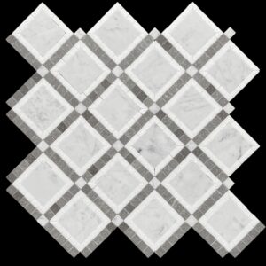 Cinder Grey Thassos Carrara C Honed Marble Mosaic