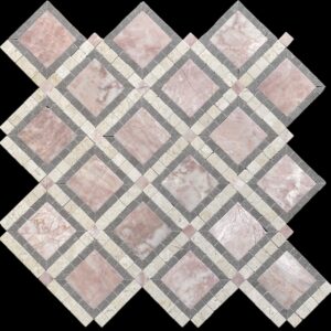 Cinder Grey Thassos Carrara C Honed Marble Mosaic