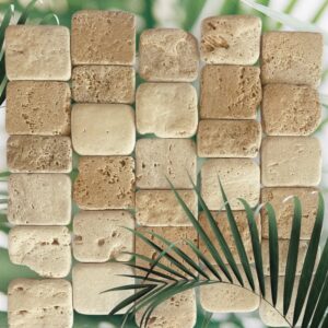 Travertine Mixed Size Tumbled Roman Roads Mosaic