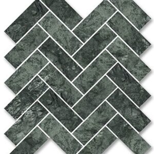 Green Honed Herringbone Marble Mosaic