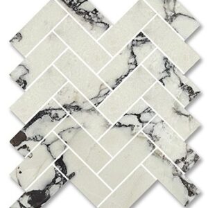 Viola Honed Marble Herringbone Mosaic
