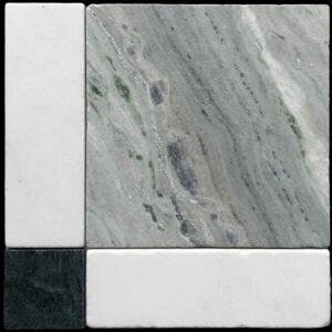 Amazonia,Oriental White & Taj Green Tumb Marble Lyon Mos