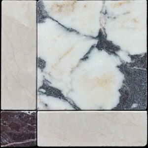 Calcatta Viola, Portugese Beige & Rosso Levanto Tumbled Marb