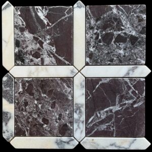 Rosso Levanto & Calacatta Viola Tumbled Marble Mosaic