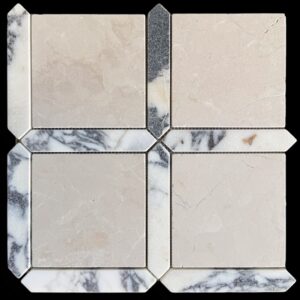 Botticino & Calacatta Viola Tumbled Marble Mosaic