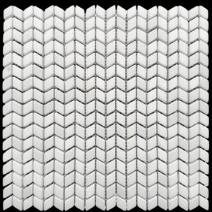 Oriental White Tumbled Marble Mini Chevron Mosaic