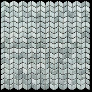 Verdi Cristallo Tumbled Marble Mini Chevron Mosaic