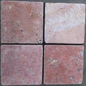 Rosso Red Matt Tumbled Travertine Tile
