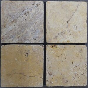 Yellow Gold Matt Tumbled Travertine Marble Tile