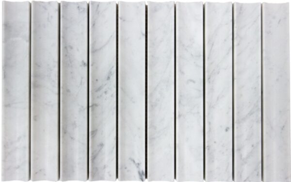Carrara Honed Marble Concave Kitkat Mosaic
