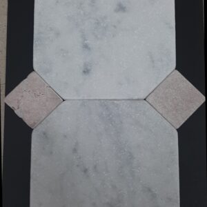 Carrara Octagon With Rosso Crema Dot Tumbled Marble
