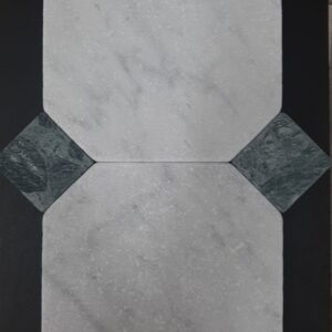 Carrara Octagon With Indian Green Dot Tumbled Marble