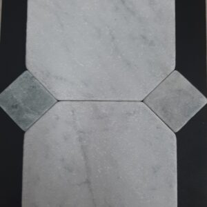 Carrara Octagon With Peacock Green Dot Tumbled Marble
