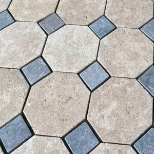 Priory Tumbled Stone Oct With Grey Stone Dots