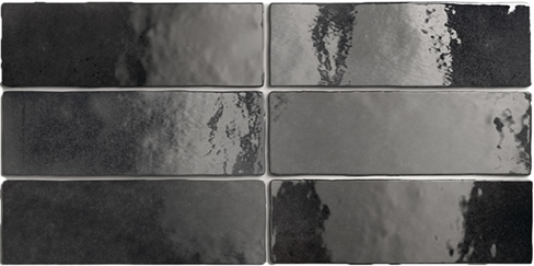 Charcoal Gloss Billowy Zellige Look Ceramic Tile