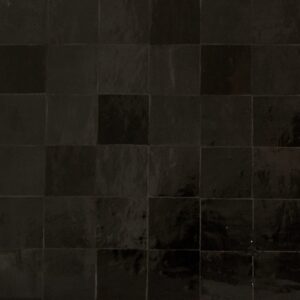 Jet Black Gloss Handmade Moroccan Zellige Sculpt