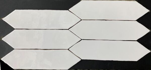 White Gloss Elongated Hex Handmade Look Hampton