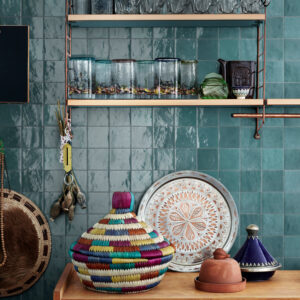 Sea-green Gloss Zellige Style Mediterranean Tile