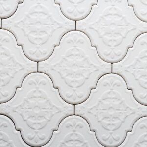 Snow-white Fur De Lis Pattern Gloss Lampshade