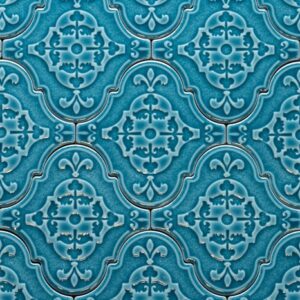 Aqua Fur De Lis Pattern Gloss Lampshade
