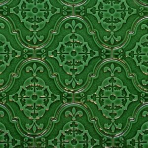 Bottle-green Fur De Lis Pattern Gloss Lampshade