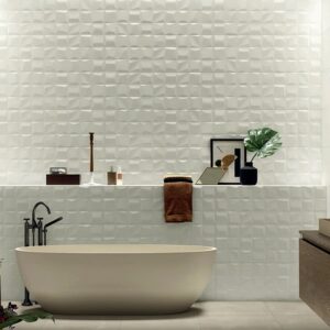 White Matt Squares Abstract 3d Pressmetal Style Tile